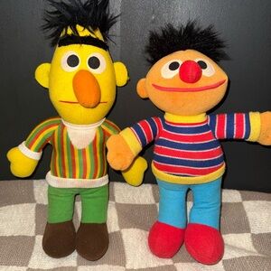 Playskool Bert and Ernie Plush 1984 & 1999 Vintage Rare Sesame Street Fisher P